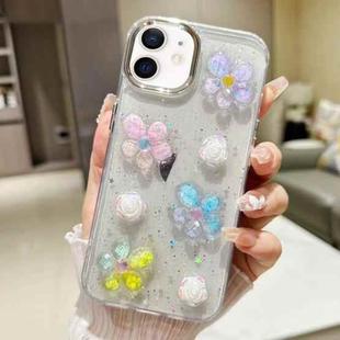 For iPhone 11 3D Flower Glitter Epoxy TPU Phone Case(Colorful Flowers)