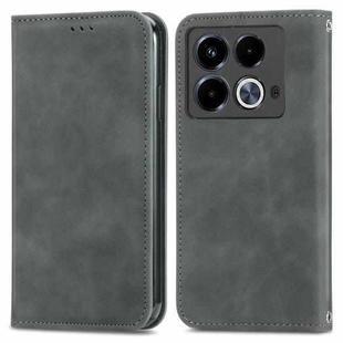 For Infinix Note 40 Retro Skin Feel Magnetic Flip Leather Phone Case(Grey)
