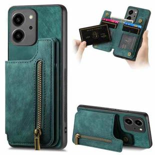 For Honor 80 SE Retro Leather Zipper Wallet Back Phone Case(Green)