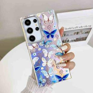 For Samsung Galaxy S22 Ultra 5G Electroplating Laser Butterfly Phone Case(Blue Butterflies AB4)