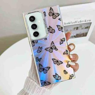 For Samsung Galaxy S23 FE 5G Electroplating Laser Butterfly Phone Case(Black Butterflies AB5)