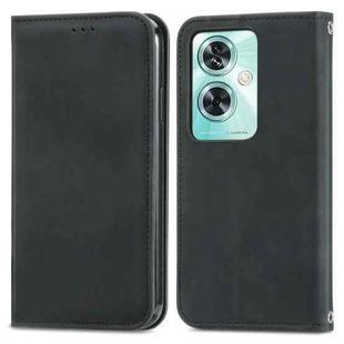 For OnePlus Nord N30 SE Retro Skin Feel Magnetic Flip Leather Phone Case(Black)
