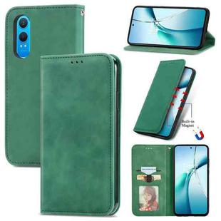 For OnePlus CE 4 Lite Retro Skin Feel Magnetic Flip Leather Phone Case(Green)