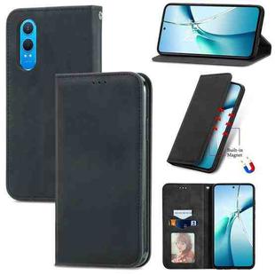 For OnePlus CE 4 Lite Retro Skin Feel Magnetic Flip Leather Phone Case(Black)