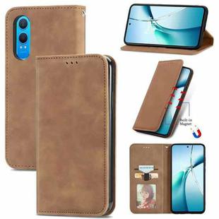 For OnePlus CE 4 Lite Retro Skin Feel Magnetic Flip Leather Phone Case(Brown)