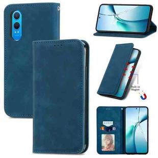 For OnePlus CE 4 Lite Retro Skin Feel Magnetic Flip Leather Phone Case(Blue)