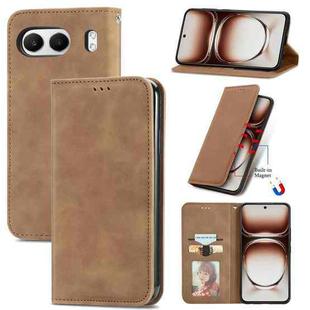 For OnePlus  Nord 4 Retro Skin Feel Magnetic Flip Leather Phone Case(Brown)