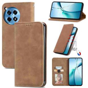 For OnePlus Ace 3 Pro Retro Skin Feel Magnetic Flip Leather Phone Case(Brown)