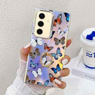 For Samsung Galaxy S24+ 5G Electroplating Laser Butterfly Ring Holder Phone Case(Color Butterflies AB1)