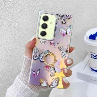 For Samsung Galaxy A54 5G Electroplating Laser Butterfly Ring Holder Phone Case(Pink Butterflies AB2)