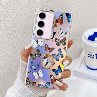 For Samsung Galaxy S23+ 5G Electroplating Laser Butterfly Ring Holder Phone Case(Color Butterflies AB1)