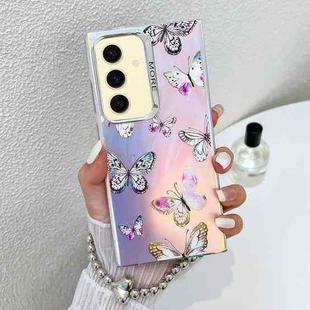 For Samsung Galaxy S24 5G Electroplating Laser Butterfly Phone Case with Wrist Strap(Pink Butterflies AB2)
