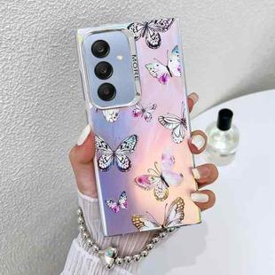 For Samsung Galaxy A25 5G Electroplating Laser Butterfly Phone Case with Wrist Strap(Pink Butterflies AB2)