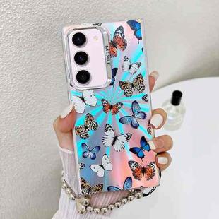 For Samsung Galaxy S23+ 5G Electroplating Laser Butterfly Phone Case with Wrist Strap(Color Butterflies AB1)