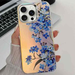 For iPhone 15 Pro Max Electroplating Laser Flower Texture TPU Phone Case(Myosotis AH2)