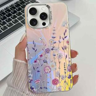 For iPhone 15 Pro Max Electroplating Laser Flower Texture TPU Phone Case(Flower AH1)