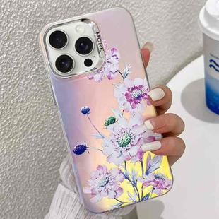 For iPhone 15 Pro Max Electroplating Laser Flower Texture TPU Phone Case(Zinnia AH9)