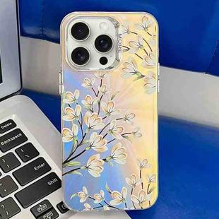 For iPhone 15 Pro Electroplating Laser Flower Texture TPU Phone Case(Pear Blossom AH17)