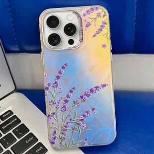 For iPhone 15 Pro Electroplating Laser Flower Texture TPU Phone Case(Lavender AH14)