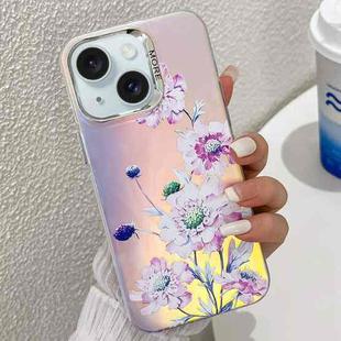 For iPhone 15 Electroplating Laser Flower Texture TPU Phone Case(Zinnia AH9)