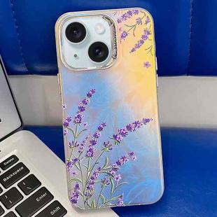 For iPhone 15 Electroplating Laser Flower Texture TPU Phone Case(Lavender AH14)