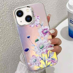 For iPhone 14 Electroplating Laser Flower Texture TPU Phone Case(Zinnia AH9)