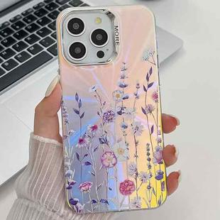 For iPhone 13 Pro Max Electroplating Laser Flower Texture TPU Phone Case(Flower AH1)