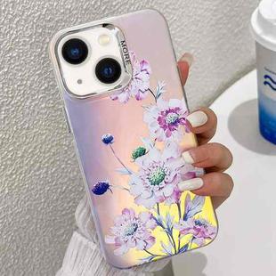 For iPhone 13 Electroplating Laser Flower Texture TPU Phone Case(Zinnia AH9)
