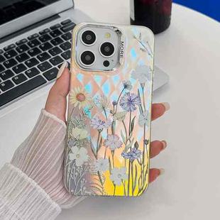 For iPhone 16 Pro Electroplating Laser Flower Texture TPU Phone Case(Chrysanthemum AH5)