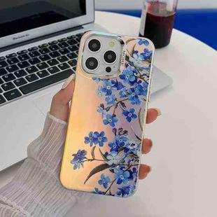 For iPhone 16 Pro Electroplating Laser Flower Texture TPU Phone Case(Myosotis AH2)