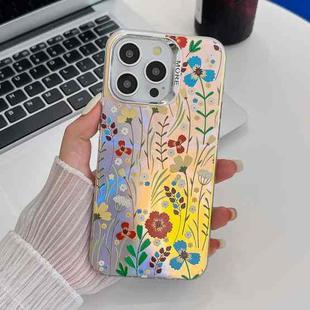 For iPhone 16 Pro Electroplating Laser Flower Texture TPU Phone Case(Flower AH6)