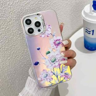 For iPhone 16 Pro Electroplating Laser Flower Texture TPU Phone Case(Zinnia AH9)