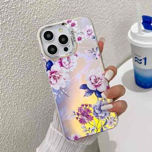 For iPhone 16 Pro Electroplating Laser Flower Texture TPU Phone Case(Peony AH11)