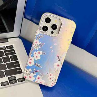 For iPhone 16 Pro Electroplating Laser Flower Texture TPU Phone Case(Plum Blossom AH18)