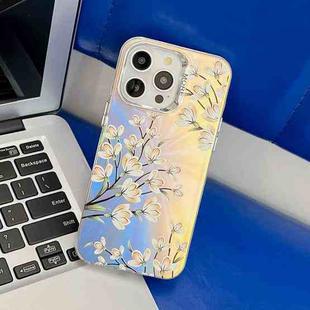 For iPhone 16 Pro Electroplating Laser Flower Texture TPU Phone Case(Pear Blossom AH17)