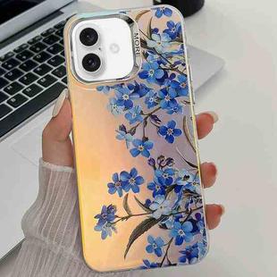 For iPhone 16 Plus Electroplating Laser Flower Texture TPU Phone Case(Myosotis AH2)