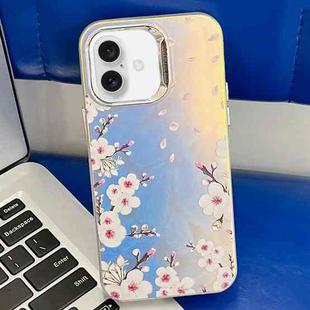 For iPhone 16 Plus Electroplating Laser Flower Texture TPU Phone Case(Plum Blossom AH18)