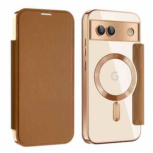 For Google Pixel 8a MagSafe Magnetic RFID Anti-theft Leather Phone Case(Brown)