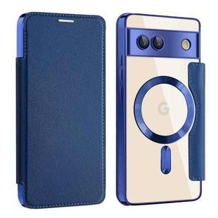 For Google Pixel 7a MagSafe Magnetic RFID Anti-theft Leather Phone Case(Dark Blue)