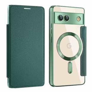 For Google Pixel 7a MagSafe Magnetic RFID Anti-theft Leather Phone Case(Green)