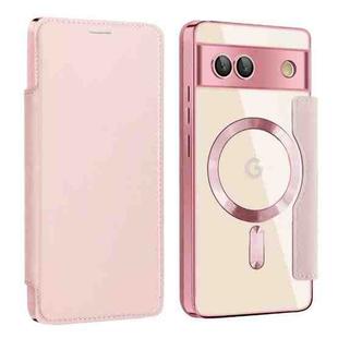 For Google Pixel 7a MagSafe Magnetic RFID Anti-theft Leather Phone Case(Pink)