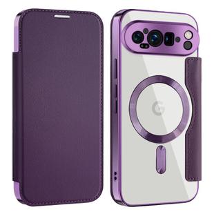 For Google Pixel 9 Pro XL Shield MagSafe RFID Anti-theft Leather Phone Case(Purple)