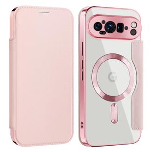 For Google Pixel 9 Pro XL Shield MagSafe RFID Anti-theft Leather Phone Case(Pink)