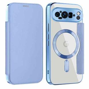 For Google Pixel 9 Pro Shield MagSafe RFID Anti-theft Leather Phone Case(Blue)