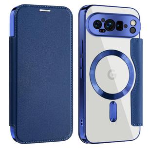 For Google Pixel 9 Pro Shield MagSafe RFID Anti-theft Leather Phone Case(Dark Blue)