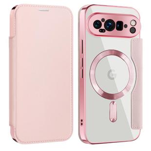 For Google Pixel 9 Pro Shield MagSafe RFID Anti-theft Leather Phone Case(Pink)