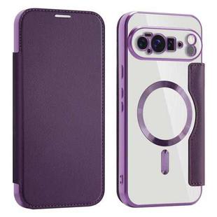 For Google Pixel 10 Pro XL Shield MagSafe RFID Anti-theft Leather Phone Case(Purple)