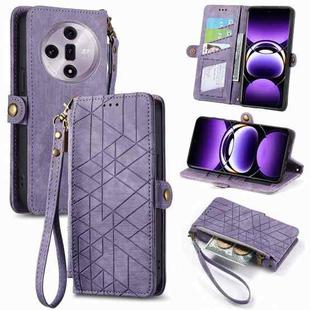 For OPPO Find X7 Geometric Zipper Wallet Side Buckle Leather Phone Case(Purple)