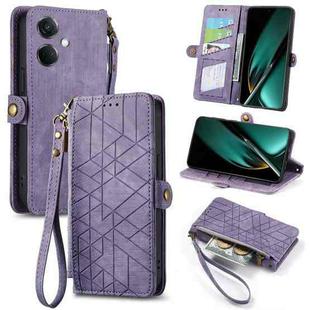For OPPO K11 5G Geometric Zipper Wallet Side Buckle Leather Phone Case(Purple)