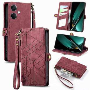 For OPPO K11 5G Geometric Zipper Wallet Side Buckle Leather Phone Case(Red)